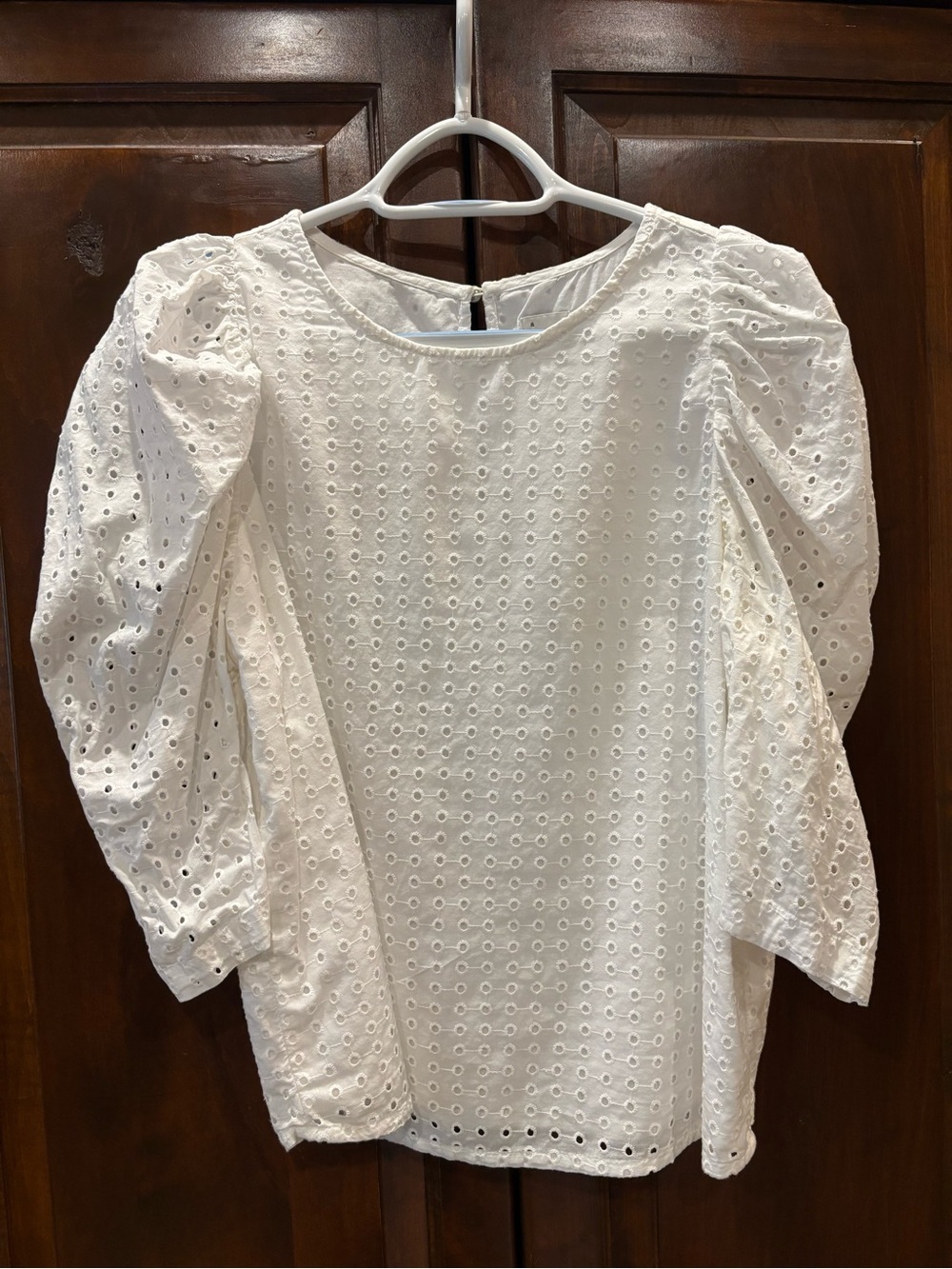 a new day White Eyelet Puff-Sleeve Blouse